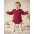 thumbnail image 4 of RUINIXCW Newborn Baby Girl Knit Sweater Romper Infant Baby Girl Fall Winter Clothes Basic Solid Color Ruffle Long Sleeve Bubble Bodysuit Pullover Top, 4 of 10