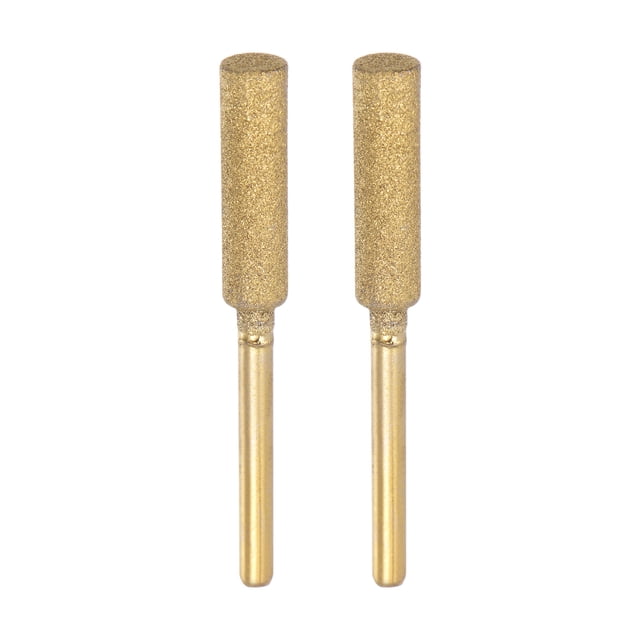2uds Diamante Motosierra Afilador Taladros 7/32" 5.5mm Cabezal Cilindro Cabeza, Titanio Chapado Eléctrica Cadena Sierra Amoladora