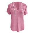 thumbnail image 4 of Sudadera con capucha para mujer - Top informal de manga larga y cuello en V, 4 of 5