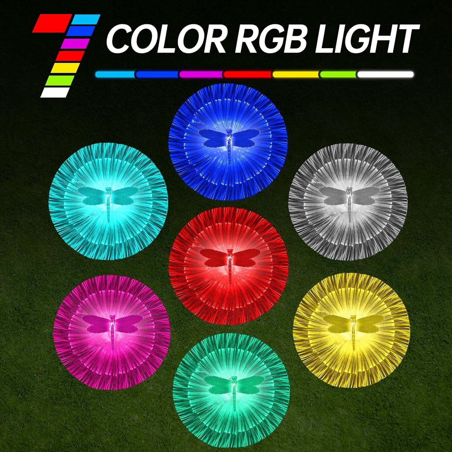 KOMI Solar Garden Lights 3 Pack New Upgraded Solar Outdoor Lights Waterproof 7 Color Changing Double Jellyfish Dragonfly Solar Flower Lights for Garden Yard Pathway Party Wedding Birthday Decor