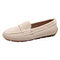 thumbnail image 3 of Canvas Loafers for Women Wide Width Comfortable Slip on Work Flats Lightweight Dressy Casual Walking Shoes Beige Size 8.5, 3 of 3