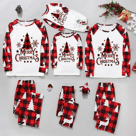 

Rahab Christmas Pajamas for Family Pjs Matching Set Long Sleeve T-Shirts and Pants Holiday Nightgowns with Merry Christmas