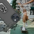 thumbnail image 5 of Compatible for Apple iPhone 15 Case with Tempered Glass Screen Protector,Heavy-Duty Tough Rugged Phone Case Cover with Ring Holder Kickstand for Apple iPhone 15 (6.1", 2023) [Black], 5 of 7
