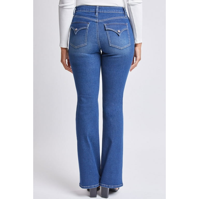 Sexy bootcut jeans flare pants 5-pocket denim stretch blue belt XS S M L XL