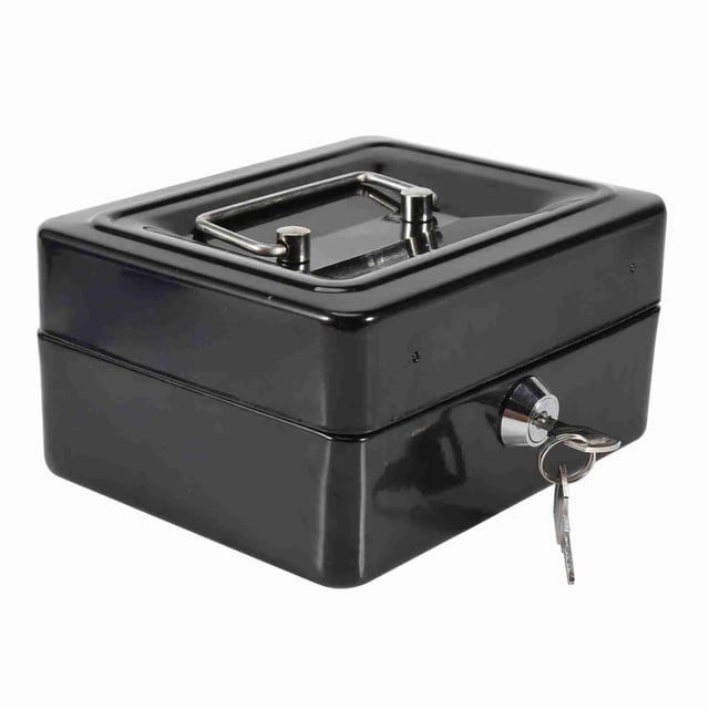 Caja De Seguridad Portátil De Hierro Para Dinero En Efectivo, Caja De Seguridad Con Cerradura, Almacenamiento De Joyas Para El Hogar Y La Oficina, Color Negro