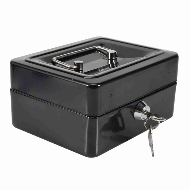 Caja De Seguridad Portátil De Hierro Para Dinero En Efectivo, Caja De Seguridad Con Cerradura, Almacenamiento De Joyas Para El Hogar Y La Oficina, Color Negro