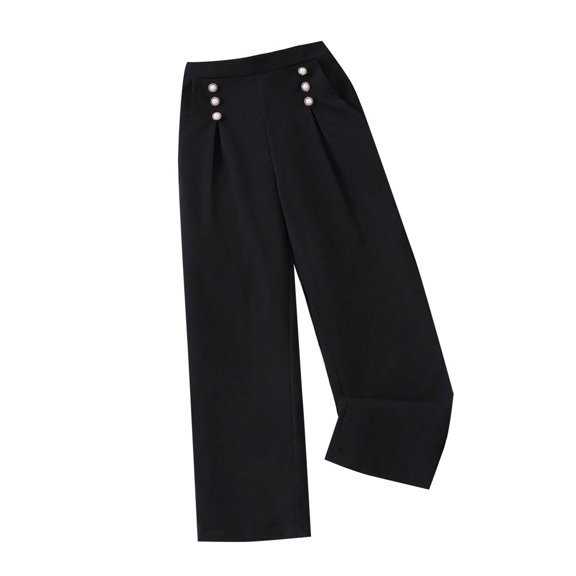 Ruyang Toddler Baby Girls Dress Pants Wide Leg Pants Lightweight Casual Elastic High Waist Straight Leg Loose Trousers Pants