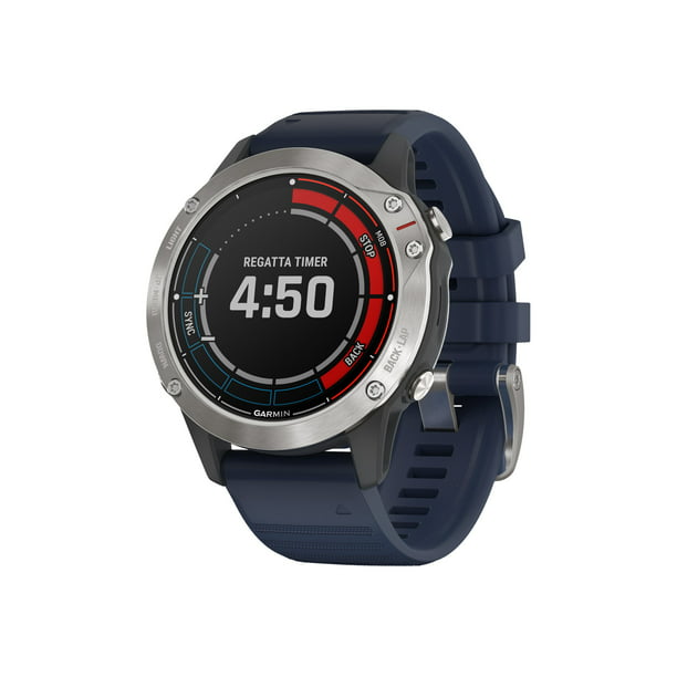 Vast en zeker Virus Schadelijk Garmin quatix 6 - 47 mm - gray - smart watch with band - silicone - captain  blue - wrist size: 4.92 in - 8.19 in - display 1.3" - 32 GB - Bluetooth,  Wi-Fi, ANT+/ANT - 2.12 oz - Walmart.com
