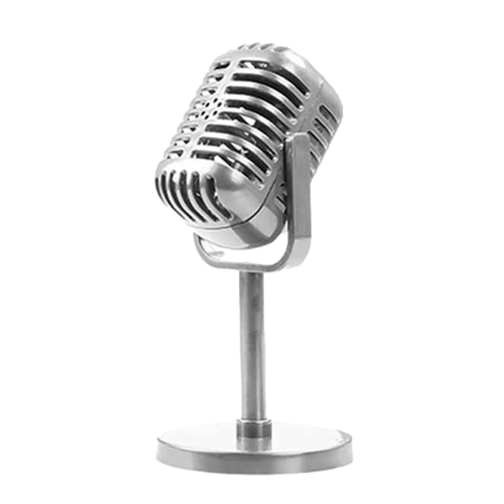 Fake Microphone Retro Microphone Props with Stand Vintage