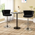 thumbnail image 5 of Lamerge Black Bar Stool Set of 2, Velvet Swivel Bar Chairs Counter Height Barstools with Back & Footrest, Adjustable Counter Stools Island Chairs for Kitchen, Bar, Dining Room, 5 of 7