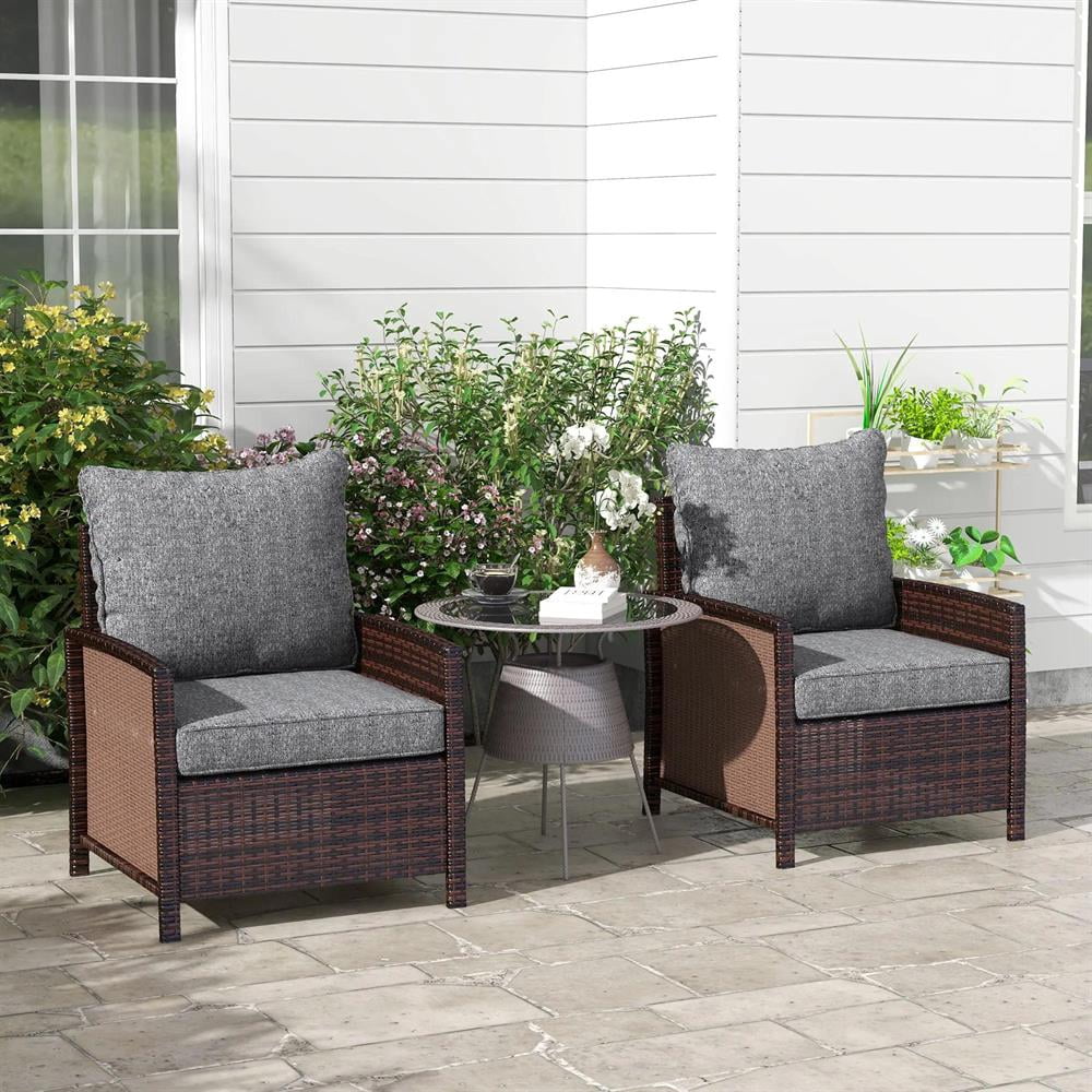 Resenkos Patio Chair Cushions, Outdoor Chair Pads,4 Patio Chair Cushions with Seat & Backrest, Fade Resistant Seat Replacement Cushion Set, Gray