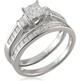 thumbnail image 2 of Dreamofdazzle Jewels 925 Sterling Silver 2.55 Ct Princess Cut White Diamond Engagement Wedding Thanksgiving Christmas Bridal Ring Set 14K White Gold Plated For Women's -6, 2 of 3