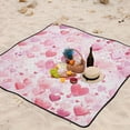 thumbnail image 6 of Beach Blanket Waterproof Picnic Blankets Sandproof Large Mat with Drawstring Bag Camping Grass Travel Hiking Park 78"x78" Pink Loving Heart, 6 of 6