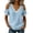 Blue, variant on Women's Cold Shoulder Tops Lightweight Soft Lace Trim V Neck Short Sleeve Blouses Relaxed Fit Dressy Casual Solid Color T-Shirts XXL