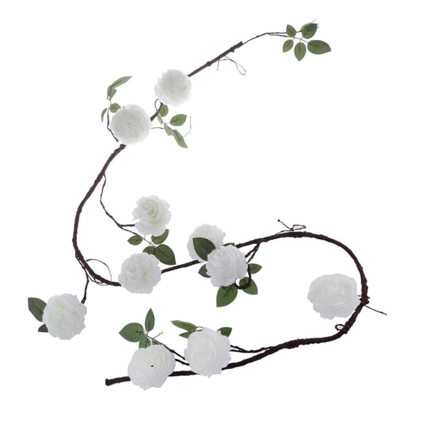 Flor de Peonía Artificial Ivy Vine Colgante Planta Hoja 6 Pies Blanco