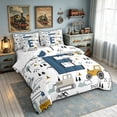 thumbnail image 2 of meiyoeat Construction Letter E Twin Bedding, Work Truck Bedding Comforter Set for Kids Boys, Blue, Reversible, 7-Piece, 2 of 6