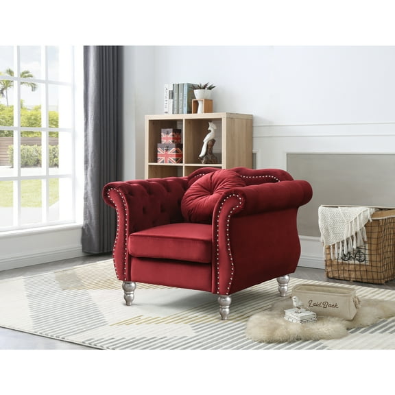 Glory Furniture Hollywood Velvet Chair in Burgundy