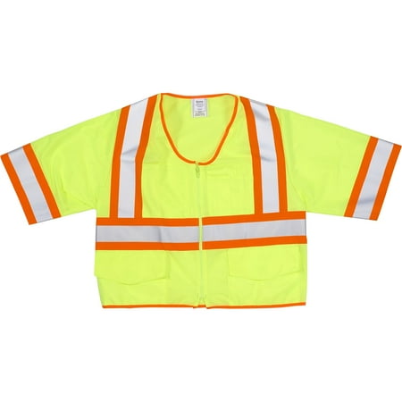 

Mutual Industries High Visibility Sleeveless Safety Vest ANSI Class R3 Lime Large (16392-3)
