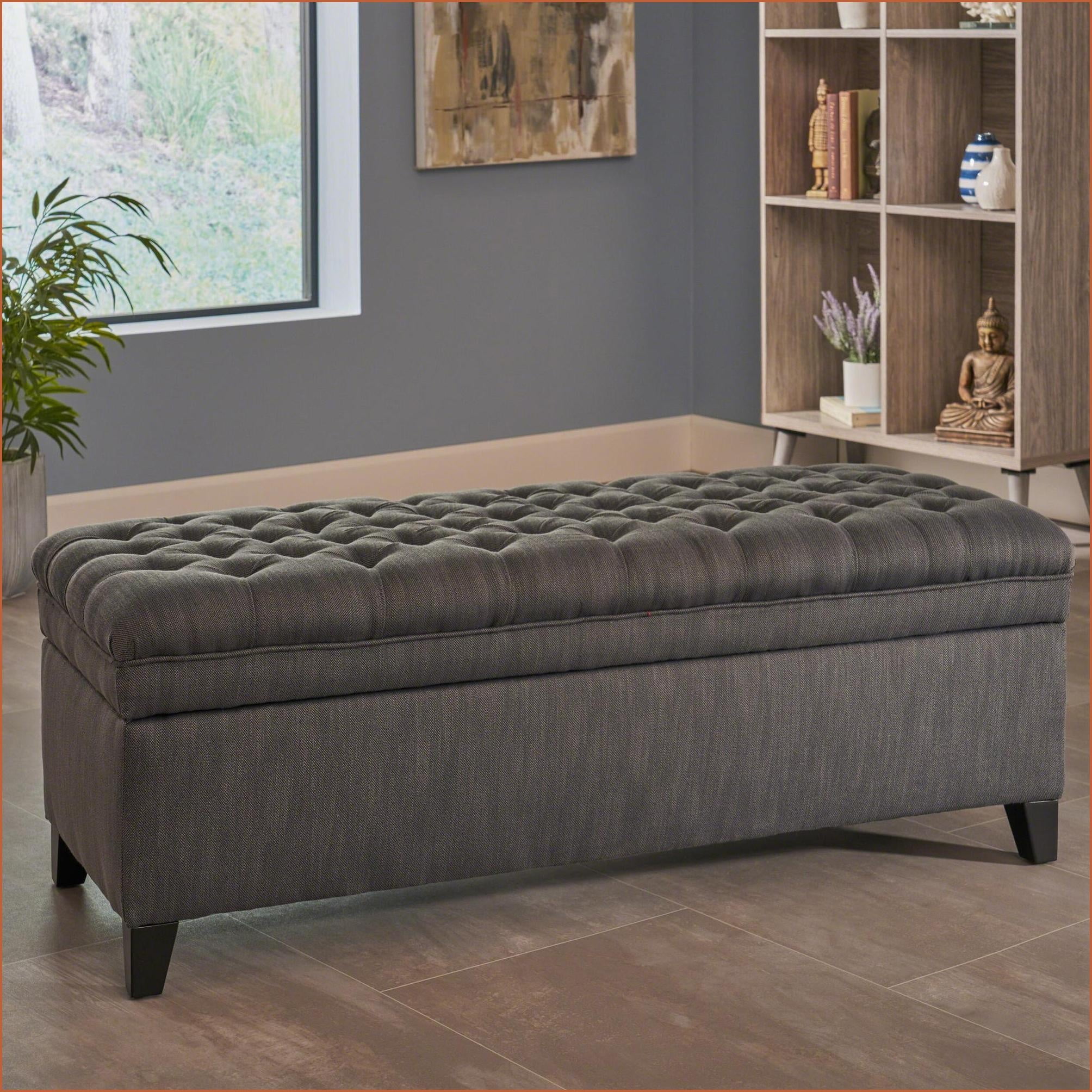 Storage Ottoman, Modern 50” Slate Gray for Living Room Storage & Seating | Fabric | Foot Stools