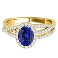 thumbnail image 2 of Aonejewelry 1.15 Ct. Ttw Halo Diamond and Oval Shape Tanzanite Ring In 10k Yellow Gold, 2 of 4