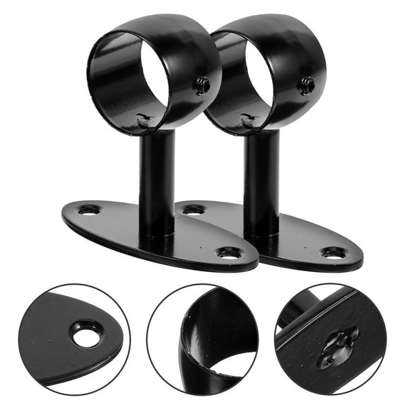 BESTONZON 2Pcs Black Metal Handrail Bracket Fixed Wall Mount for Staircase Railing Stability