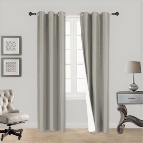 SILVER 1-Piece Noa Solid Blackout Grommet-Top Window Curtain Panel 37' W x 63' L