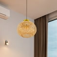 thumbnail image 2 of Woven Bamboo Pendant Light Retro Farmhouse Pendant Light Fixture Ceiling Light, 2 of 9