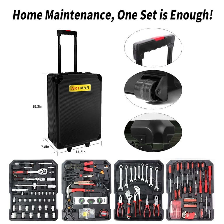 Aukfa 899 Pcs Tool Set, General Hand Tool Kit with Toolbox for