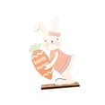 thumbnail image 2 of Adorno de escritorio de madera con forma de conejo de Pascua, regalo exquisito, decoración para el aula y el hogar. Sosteniendo Zanahoria, 2 of 9