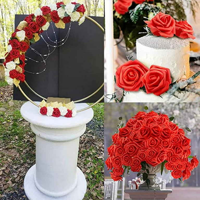 Real Touch PE Foam Artificial Glitter Flowers Rose Heads Christmas Party  Wedding Home Decoration Flower DIY Kissing Ball - AliExpress