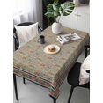 thumbnail image 2 of Boho Floral Rectangle Tablecloth, Vintage Flowers Abstract Art Ethic Tribe Waterproof & StainResistant Tablecloth, Washable Oil-proof Table Cover for Dining/Party/Wedding/Camping/Buffet 54x108 In, 2 of 9