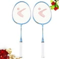thumbnail image 3 of 1 Paire de Raquettes de Badminton pour Enfants en Alliage d'Aluminium, Ensemble de Raquettes de Sport de Plein Air, Entraînement, Paternité, Enfants, Dessin Animé, Raquette de Badminton (Bleu Ou Rose Aléatoire), 3 of 4