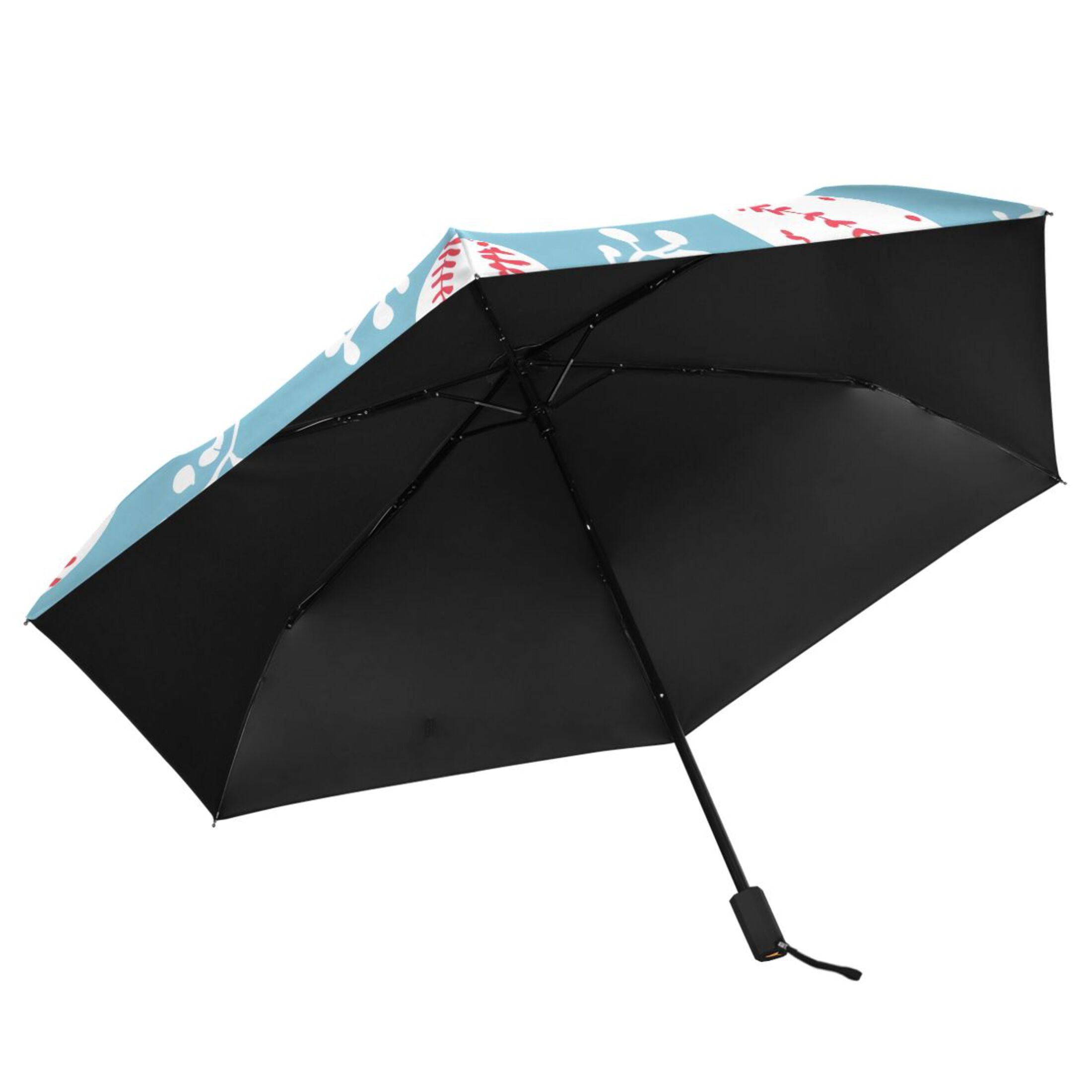 ALAZA Baseball Cute Leaf UPF 50+ Compact Folding Umbrella for Rain Travel Umbrella Packable