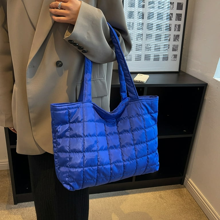 Blue quilted purse sale