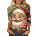 thumbnail image 2 of AGWOLF Christmas Shirts for Women Plus Size 3D Santa Print Pullover 3/4 Sleeve Crewneck Xmas Tops Holiday Party Clothes, 2 of 5