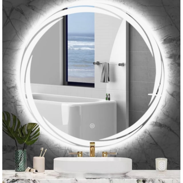 Espejo Para Baño Redondo, Espejo Con Luz Led 45x45cm, 3 Modos Táctiles, Ideal Como Espejo Para Maquillaje En Dormitorio Y Baño