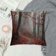 thumbnail image 2 of Nawypu Decorative Throw Pillow Cover Abstract Scenery Red Autumn Forest Mist Park Natural Stair Nature Parks Plant Outdoor Design Cozy Square Cushion Case for Couch Bed Living Room, 2 of 5