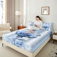 thumbnail image 4 of Castle Fairy Blue Rose 4 Pieces Queen Sheet Sets,Bling Glitter Ultra Soft Flat Sheet,Sparkling Crystal Queen Fitted Sheet,Breathable Floral Home Decor, 4 of 7