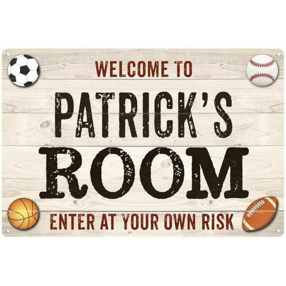 PATRICK'S Room Kids Bedroom Sign Boy's 8x12 Metal 208120090109