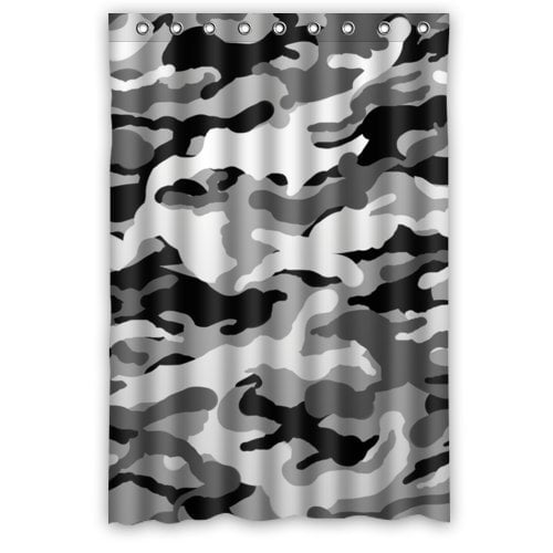 HelloDecor Army Camouflage Woodland Camo Shower Curtain Polyester