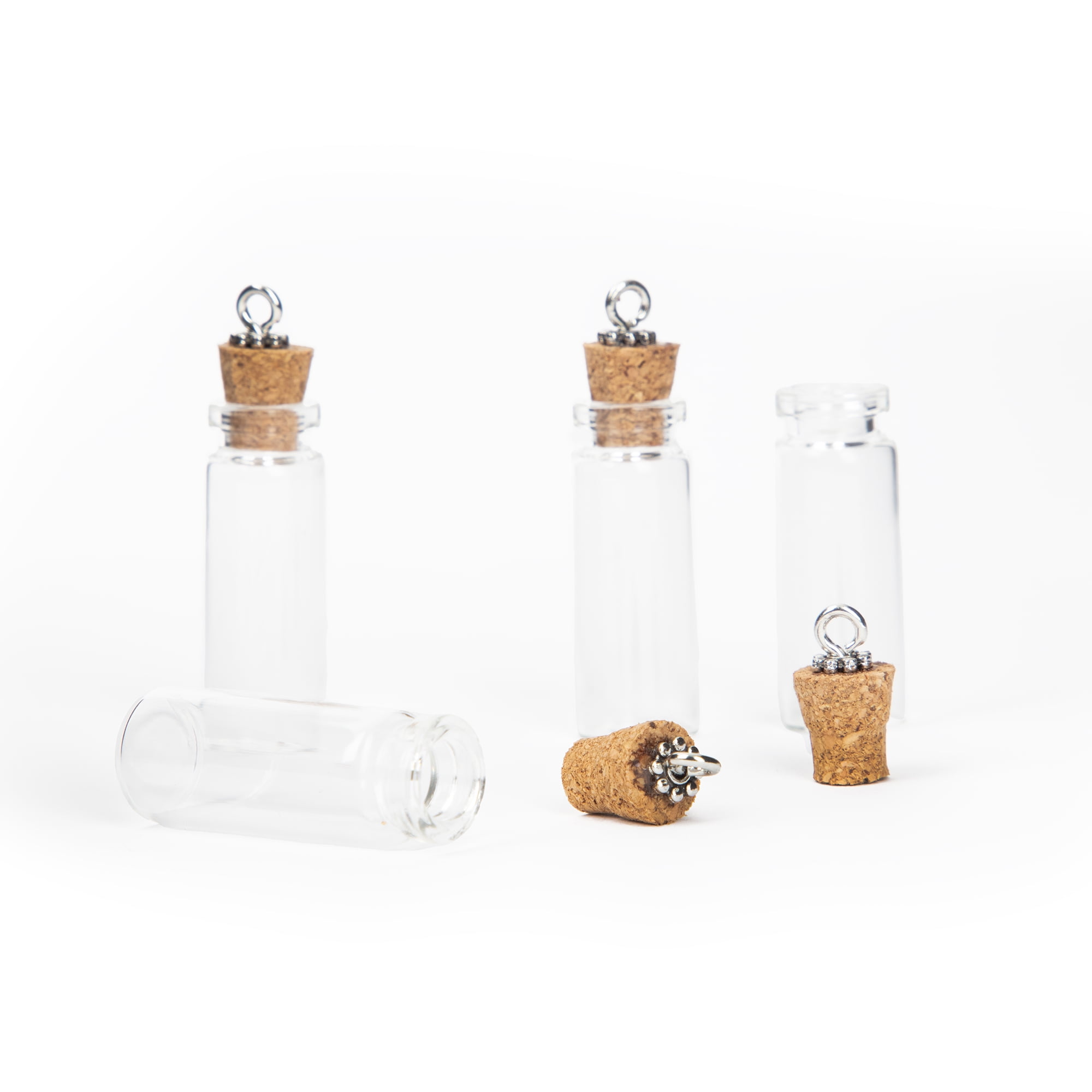 Cousin DIY Glass Bottle Charms with Cork Stoppers, 4 Pack, Unisex Craft Supplies