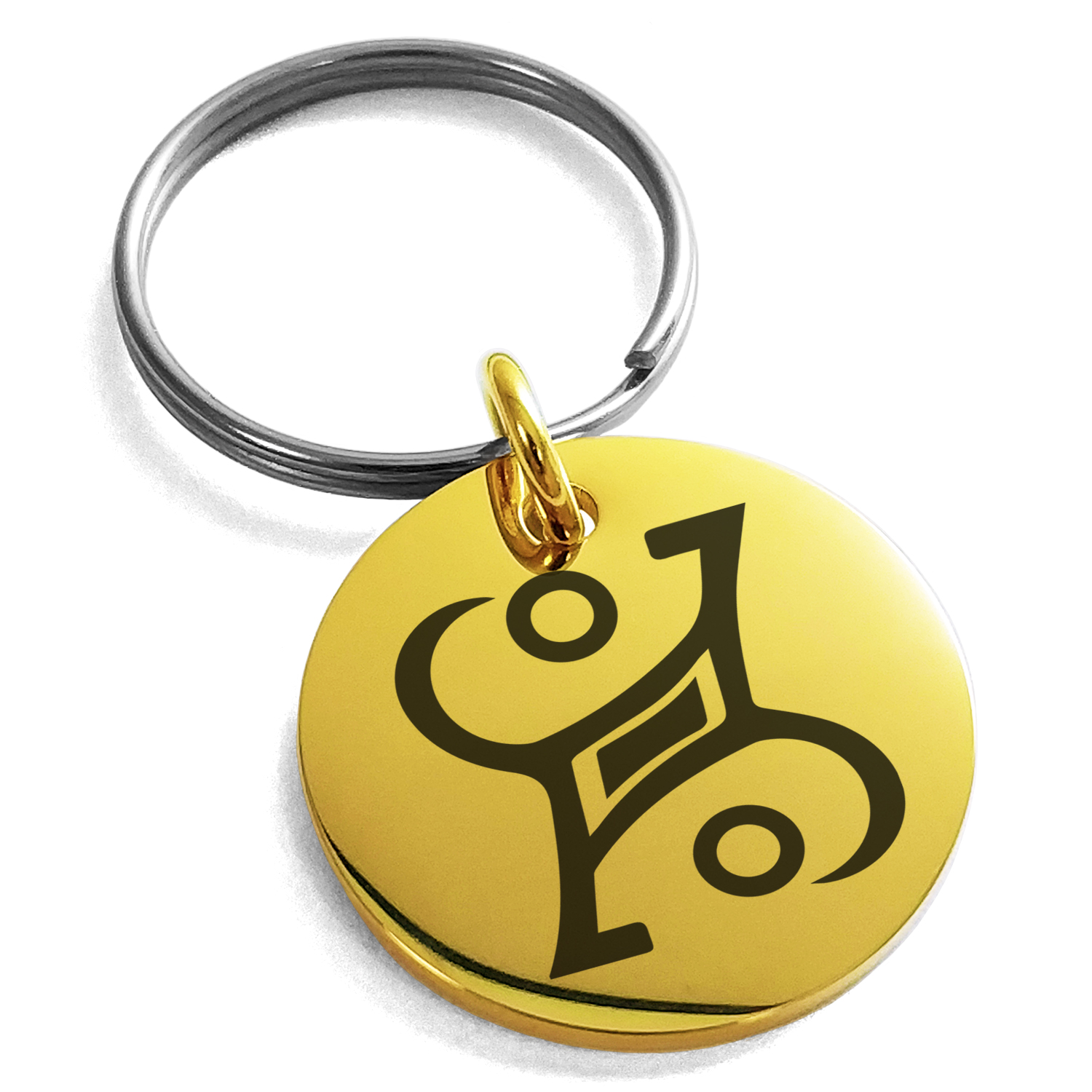 Key Ring Rune Stainless Steel Enchanting Magic Rune Engraved Small Medallion Circle ...