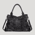 thumbnail image 3 of Bolsos de mano de tela vaquera de gran capacidad para mujer, bolso de mano de diseñador de lujo, bolso de hombro con remaches de mosaico y diamantes de imitación, novedad de 2024, 3 of 5