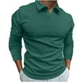 thumbnail image 2 of Shirts For Men Casual Solid Color Turndown Long Sleeve Tops Pullover Zipper High Elastic Blouse, 2 of 4