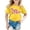 Yellow, variant on YAYUBA Girl Tops Size 6 Cartoon Print Crew Neck Back To School Short Sleeve T-Shirt Comfortable Holiday Shirts Preppy Baby Girl Summer Clothes, 8-9 Years, Yellow