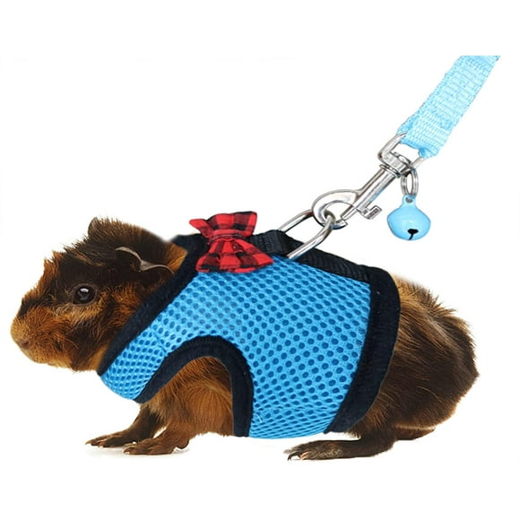 Guinea Pig Harness and Leash - Soft Mesh Small Pet Harness with Safe Bell, No Pull Comfort Padded Vest for Guinea Pigs, Ferret, Chinchilla and Similar Small Animals