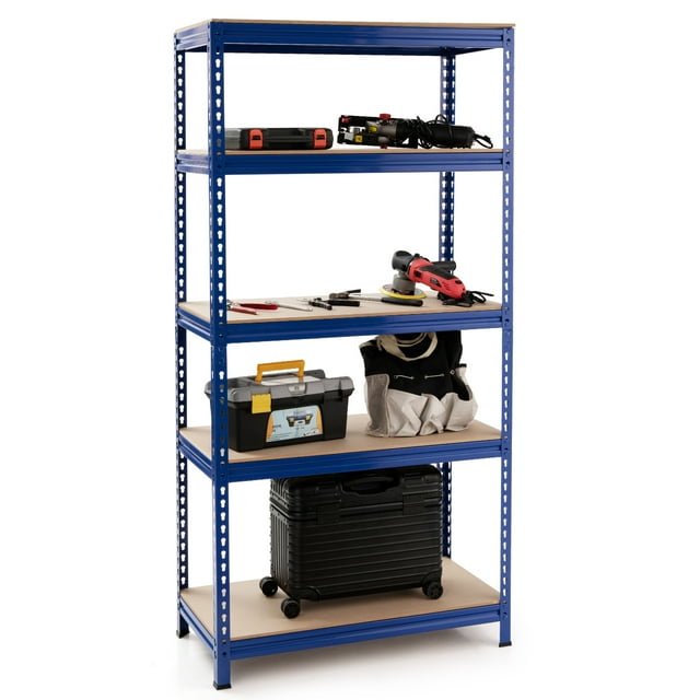 Patiojoy 5-Tier Industrial Steel Storage Shelves Garage Rack with Adjustable Shelves Navy Blue