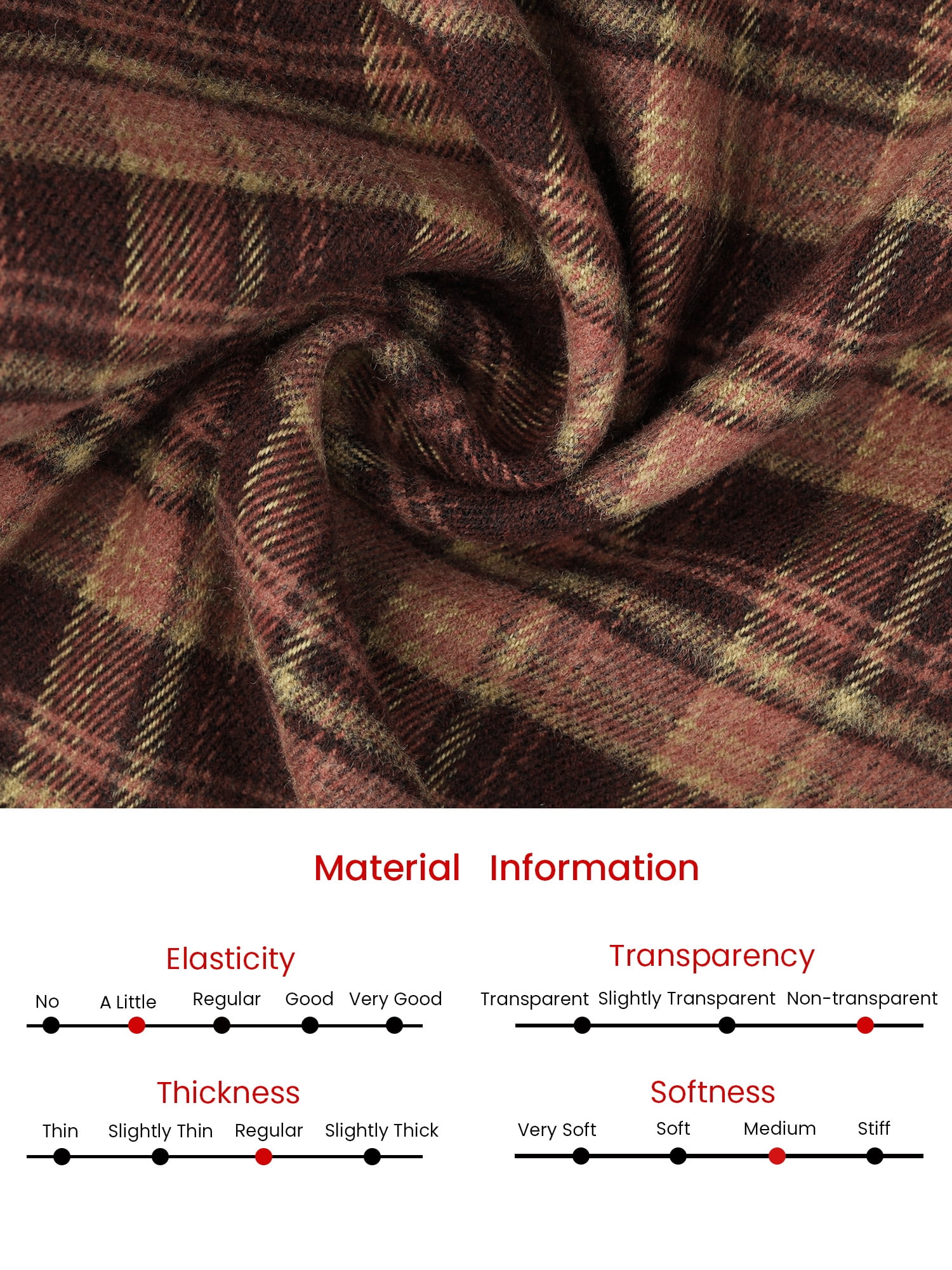 DARING DIVA Women's Plaid Vintage Wide Leg Trousers for Work X-Large Red