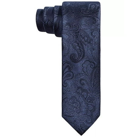 Tallia Men's Slim Tonal Paisley Silk Tie Blue Size Regular