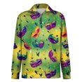 thumbnail image 7 of LNZGNM Men's Mardi Gras Shirts 1/4 Zipper Big and Tall Mask Printed Sweatshirts Stand-Up Collar Long Sleeve Top Stylish Winter Outfits,Fluorescent Green 5XL, 7 of 7